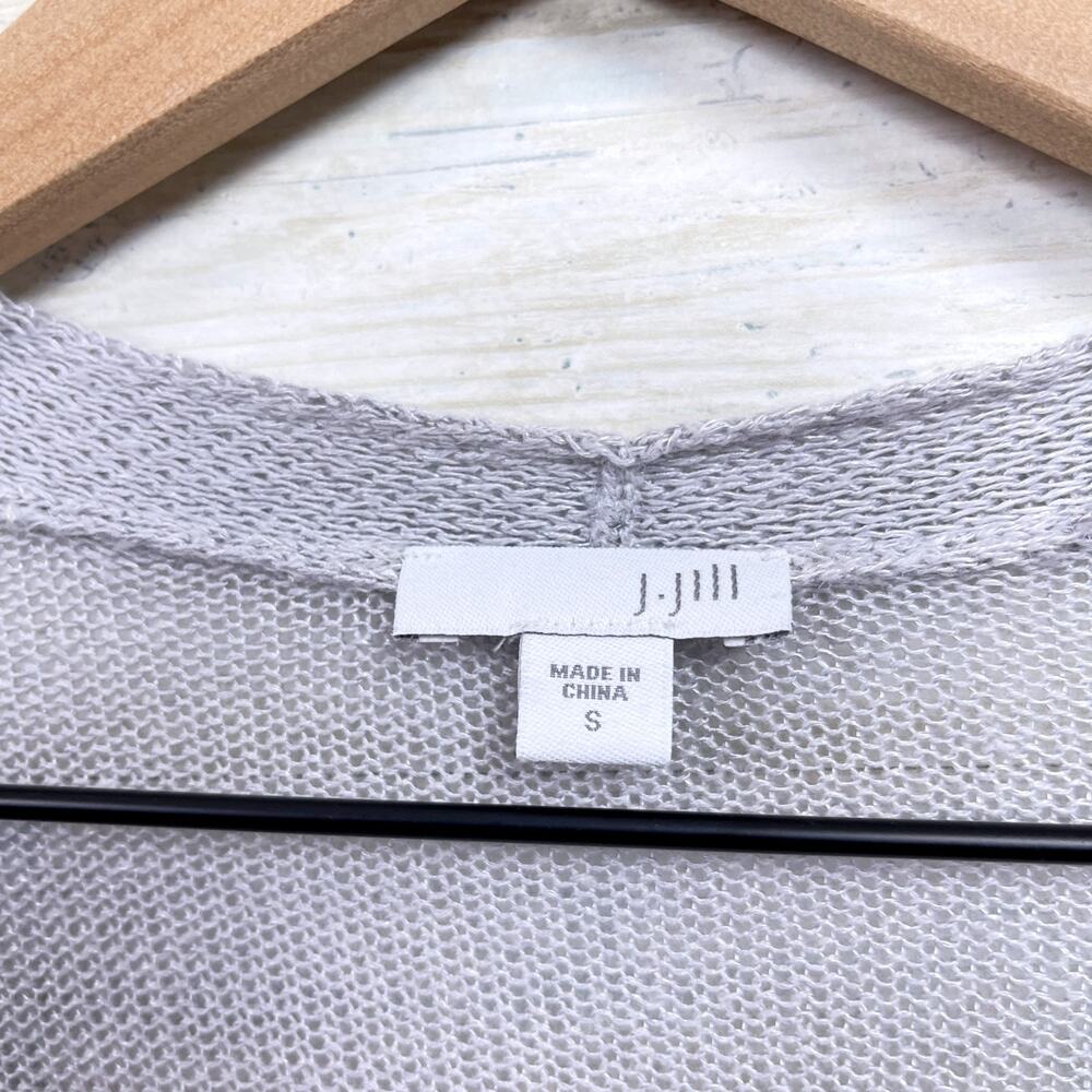 J Jill Linen Open Front Longline Cardigan Gray Pockets Lightweight Womens Small - Picture 6 of 7